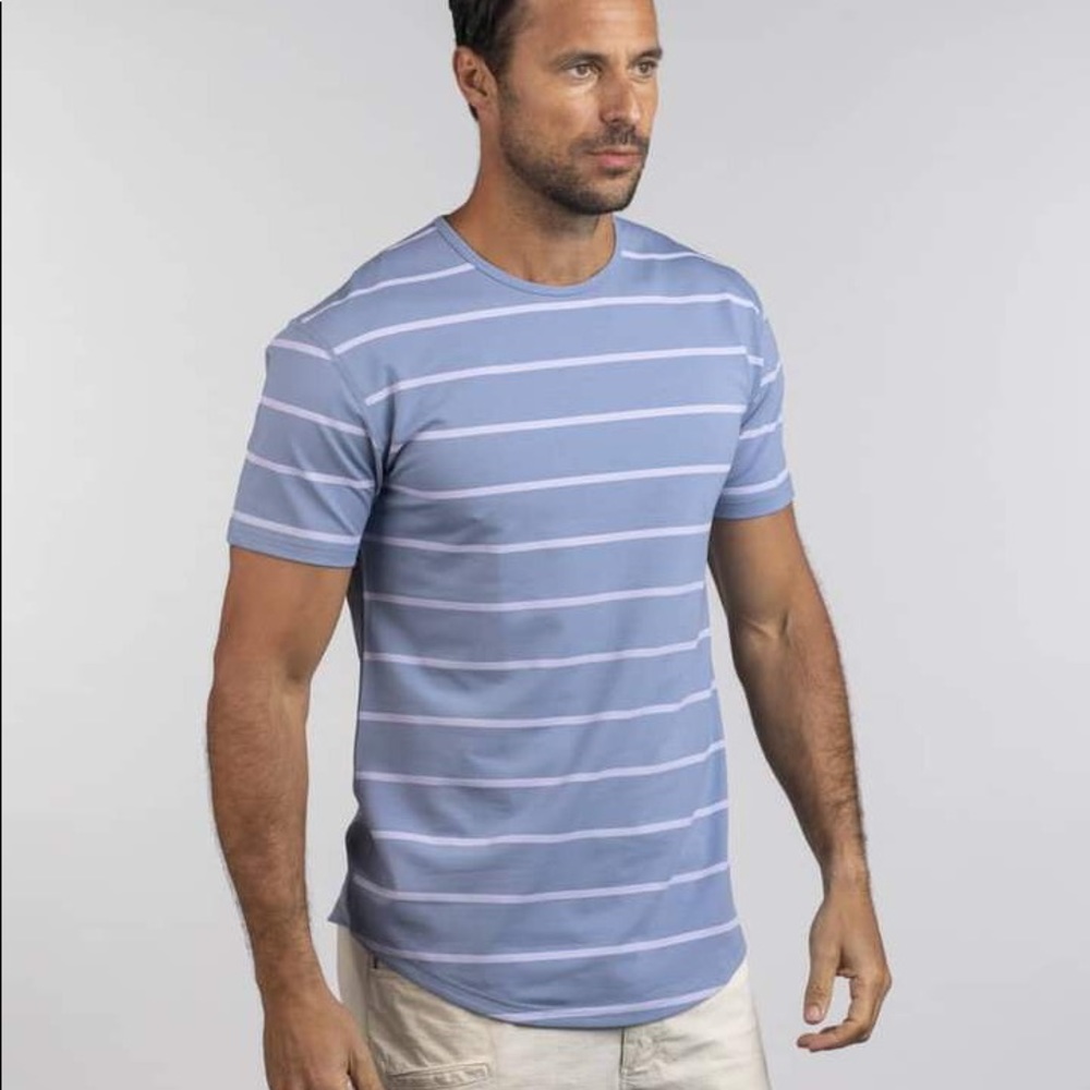 BYLT Premium Basics Lux Blue/White Striped shirt sz S